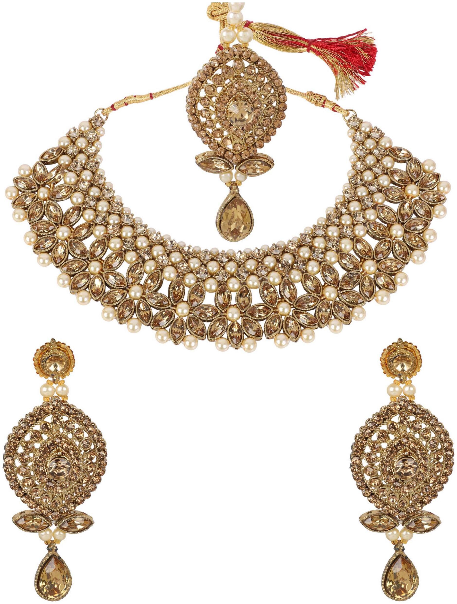 

MUCH MORE Fashion Necklace Set With Pearl Crystal Stone For Women
