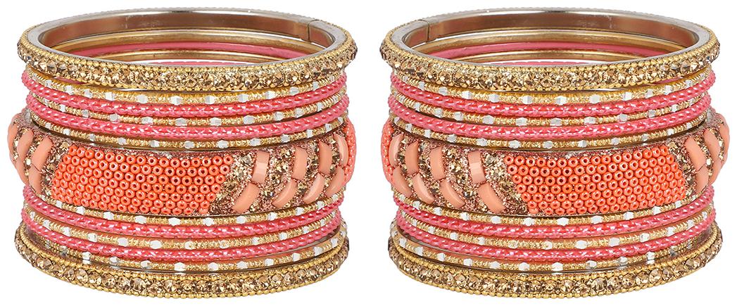 

MUCH MORE Marvellous Gold Tone Bangle Set With Designer Kada Partywear Jewellery