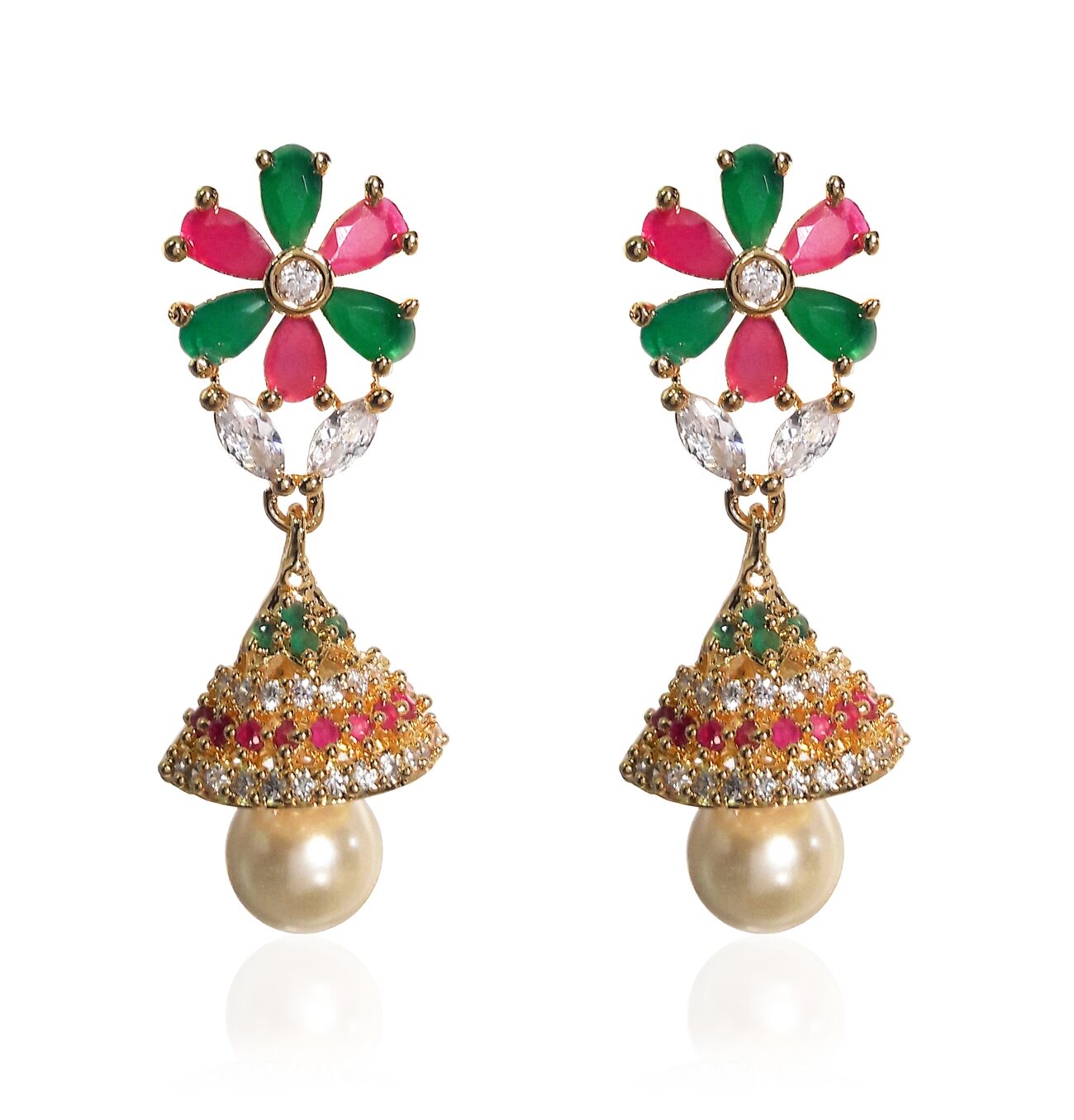 

Mukutmoni Gold Plated latest designs Pearls Jhumka for Girls and Women