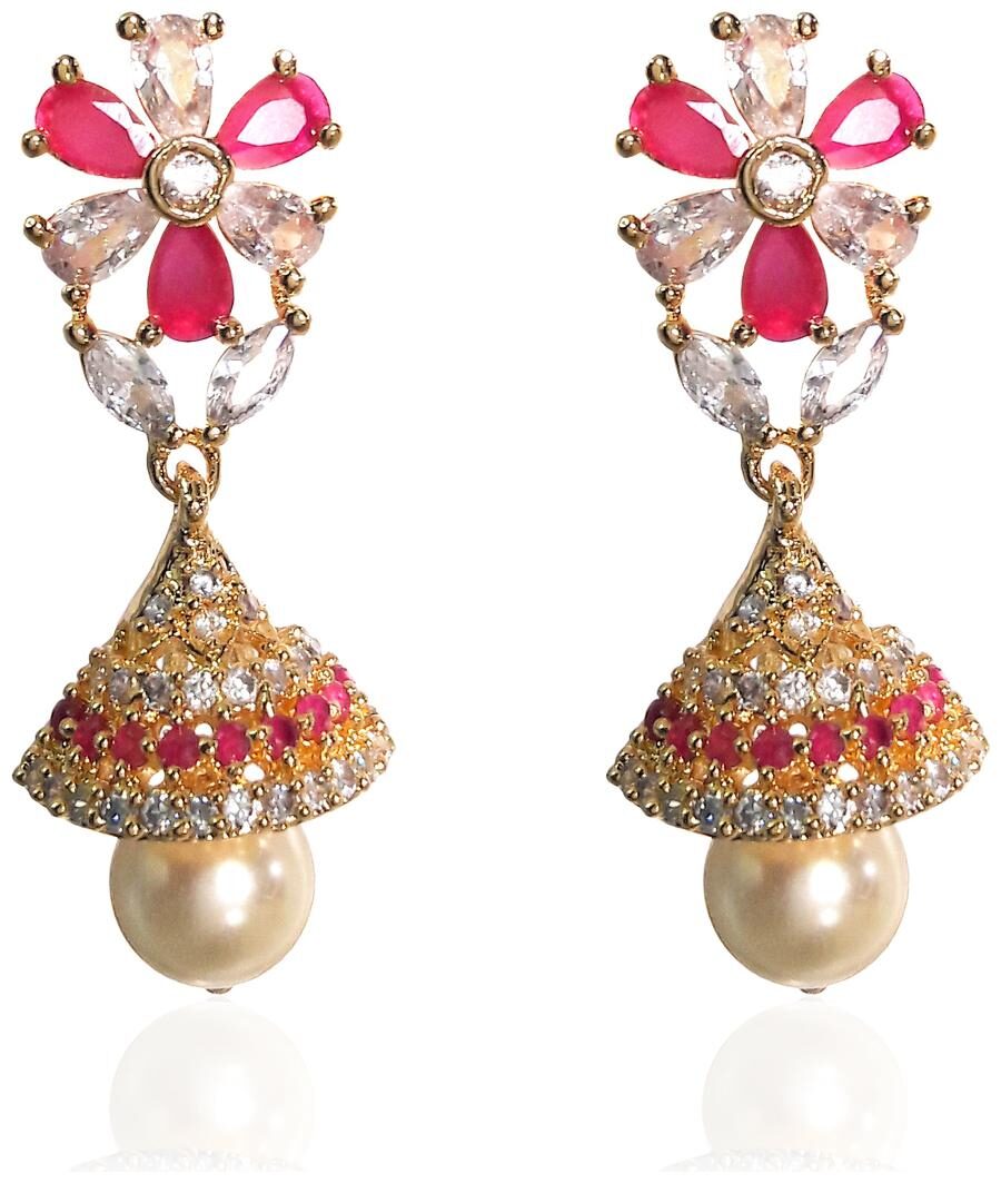 

Mukutmoni Gold Plated Latest Designs Pearls Jhumka For Girls And Women