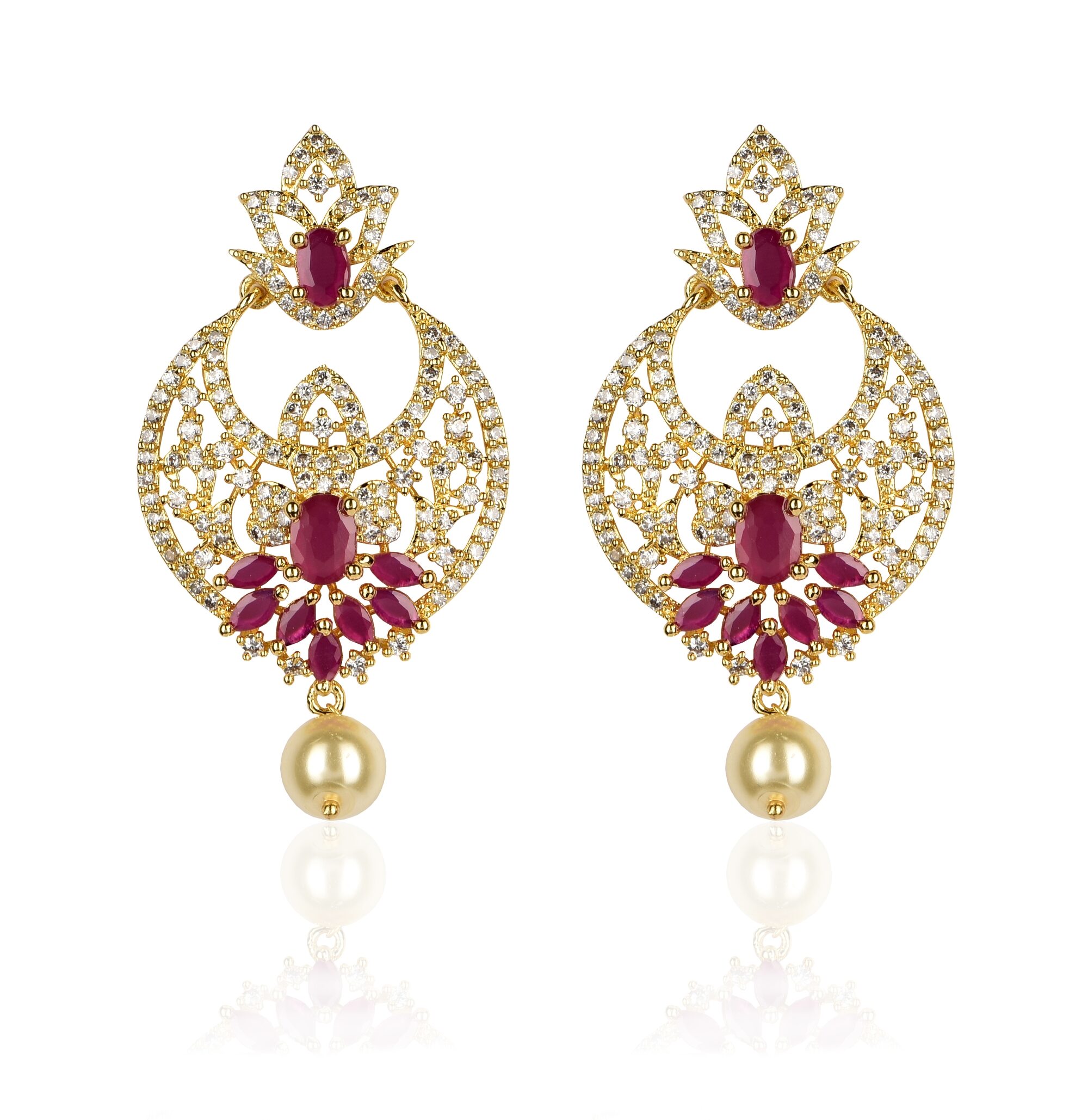 

Mukutmoni Gold Plated CZ Stone Classic Earrings And Women