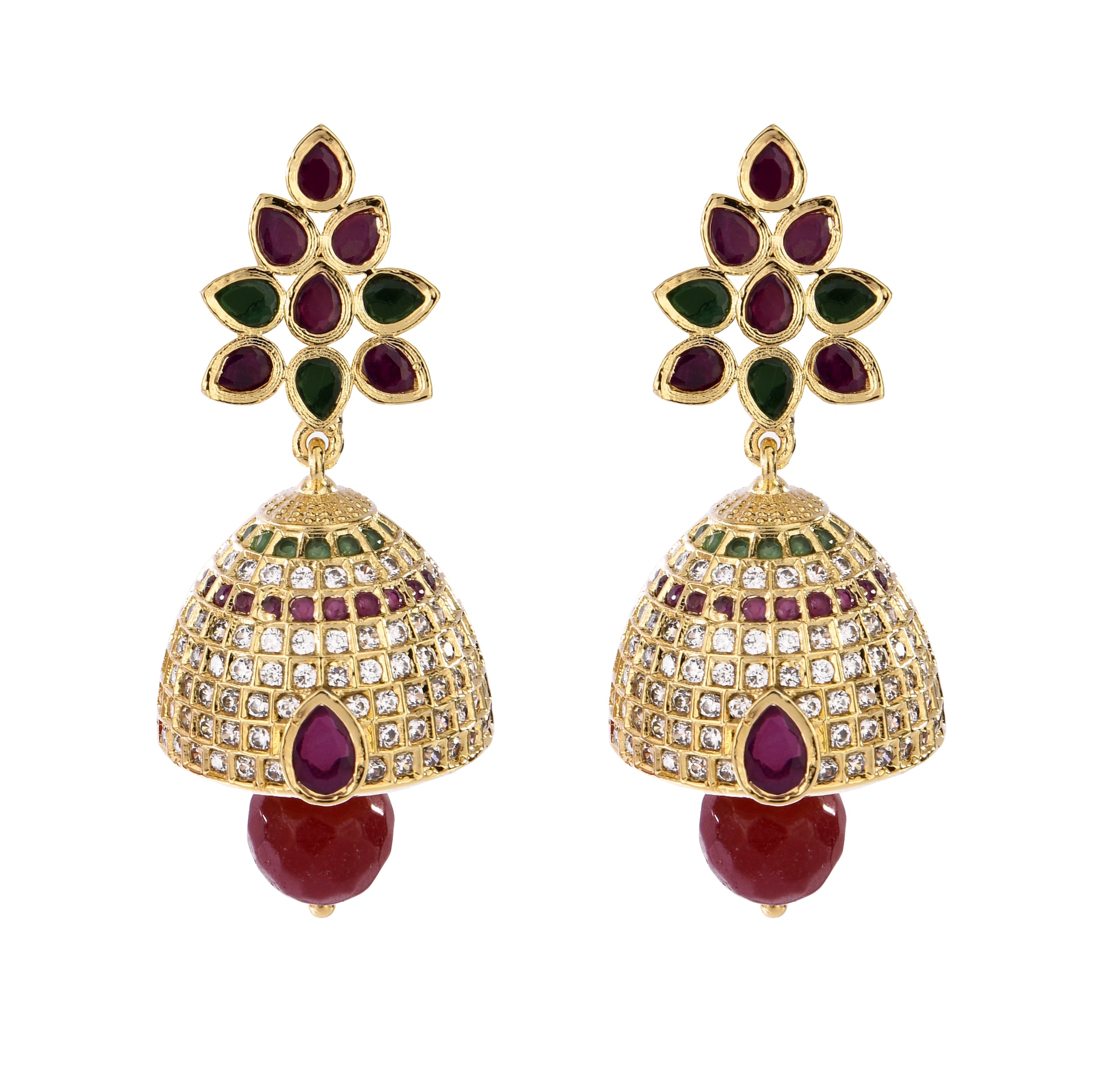 

Mukutmoni Gold Plated Traditional Multi Colour Stylish Jhumka Earrings For Women And Girls