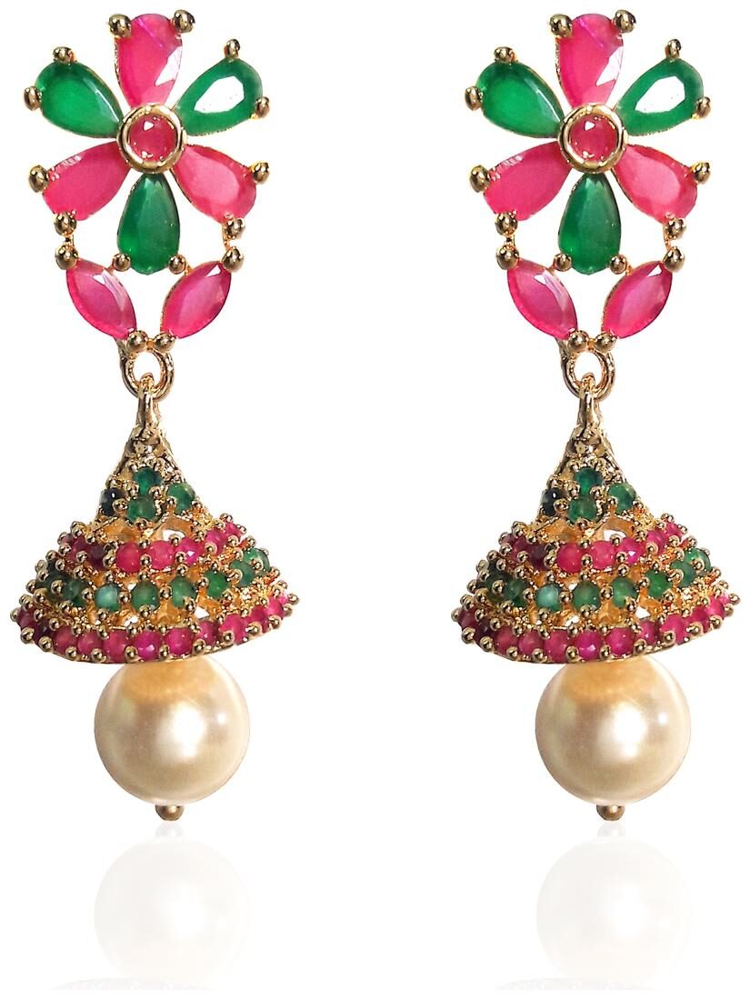 

Mukutmoni Gold Plated latest designs Pearls Jhumka for Girls and Women