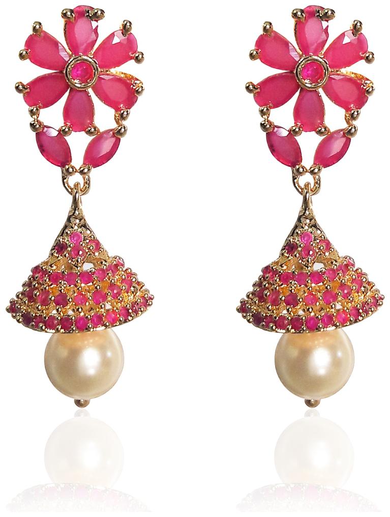 

Mukutmoni Gold Plated Latest Designs Pearls Jhumka For Girls And Women