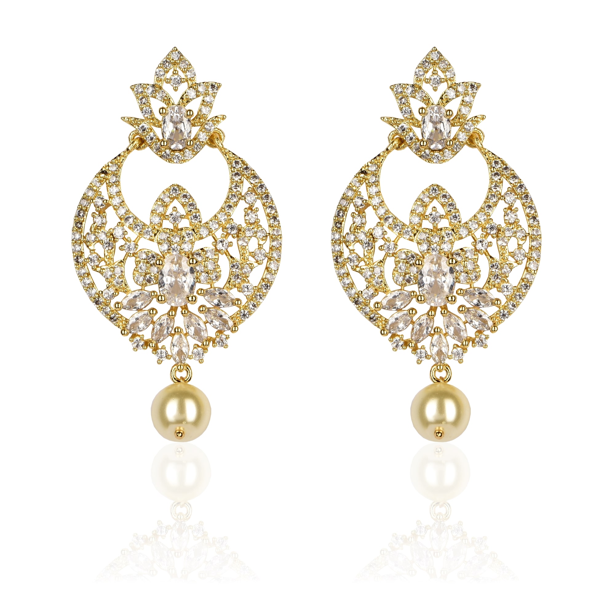 

Mukutmoni Gold Plated CZ Stone Classic Earrings And Women