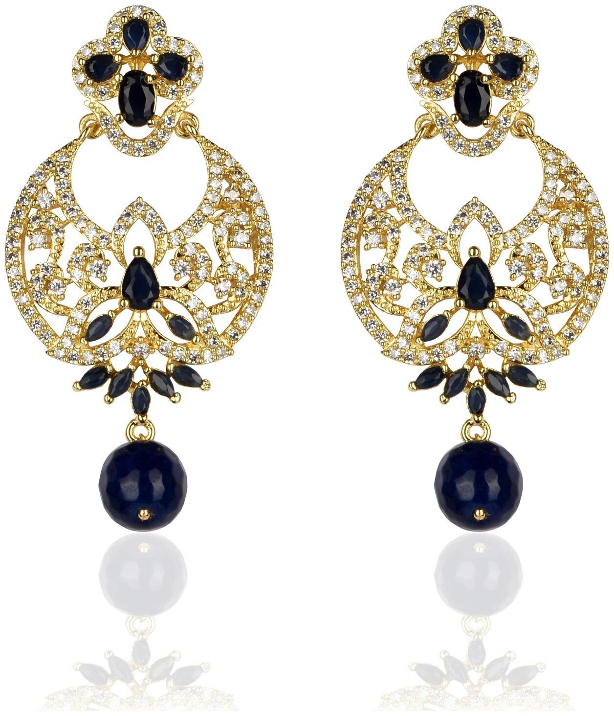 

Mukutmoni Gold Plated Stylish American Diamond Chandbali Earrings For Girls And Women