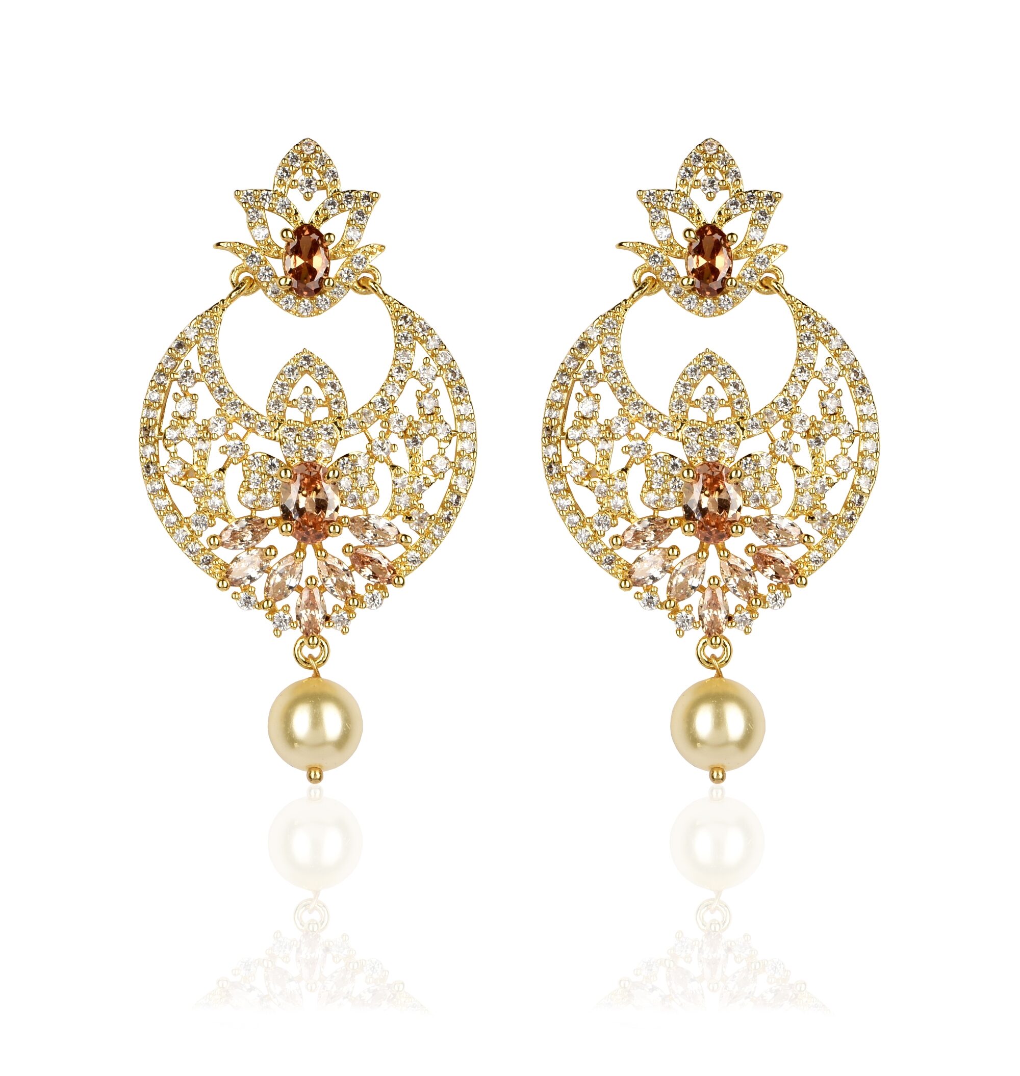 

Mukutmoni Gold Plated CZ Stone Classic Earrings And Women