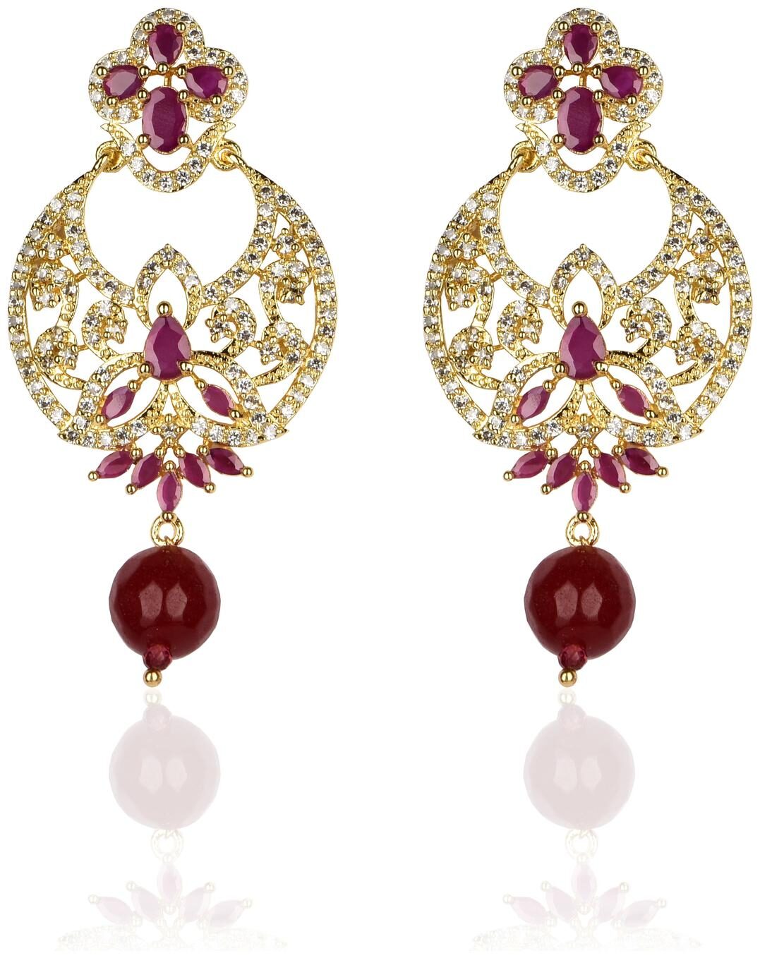

Mukutmoni Gold Plated Stylish American Diamond Chandbali Earrings For Girls And Women