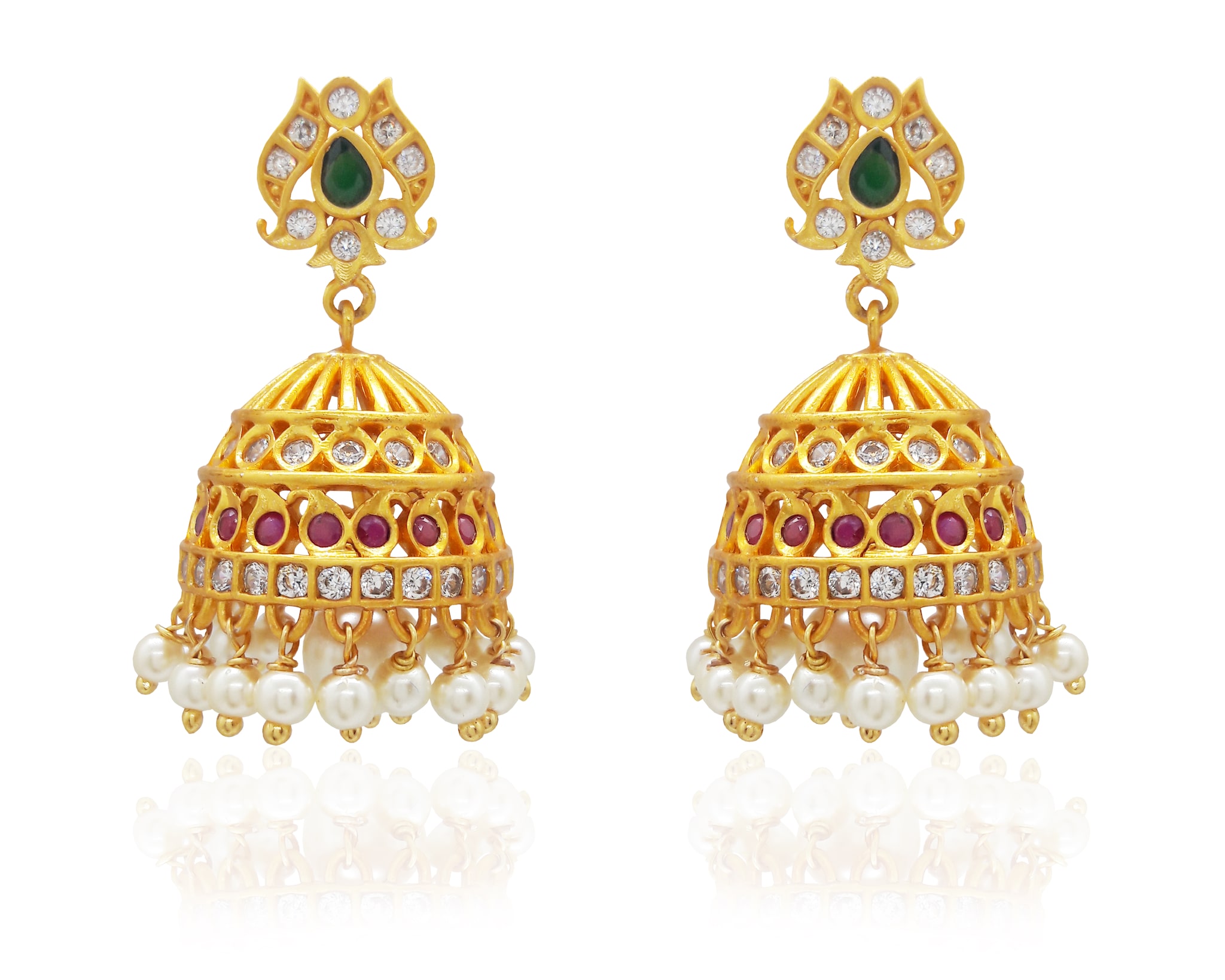 

Mukutmoni Latest Matte Finish Traditional Jhumka for Women and Girls Cubic Zirconia Alloy Jhumki Earring
