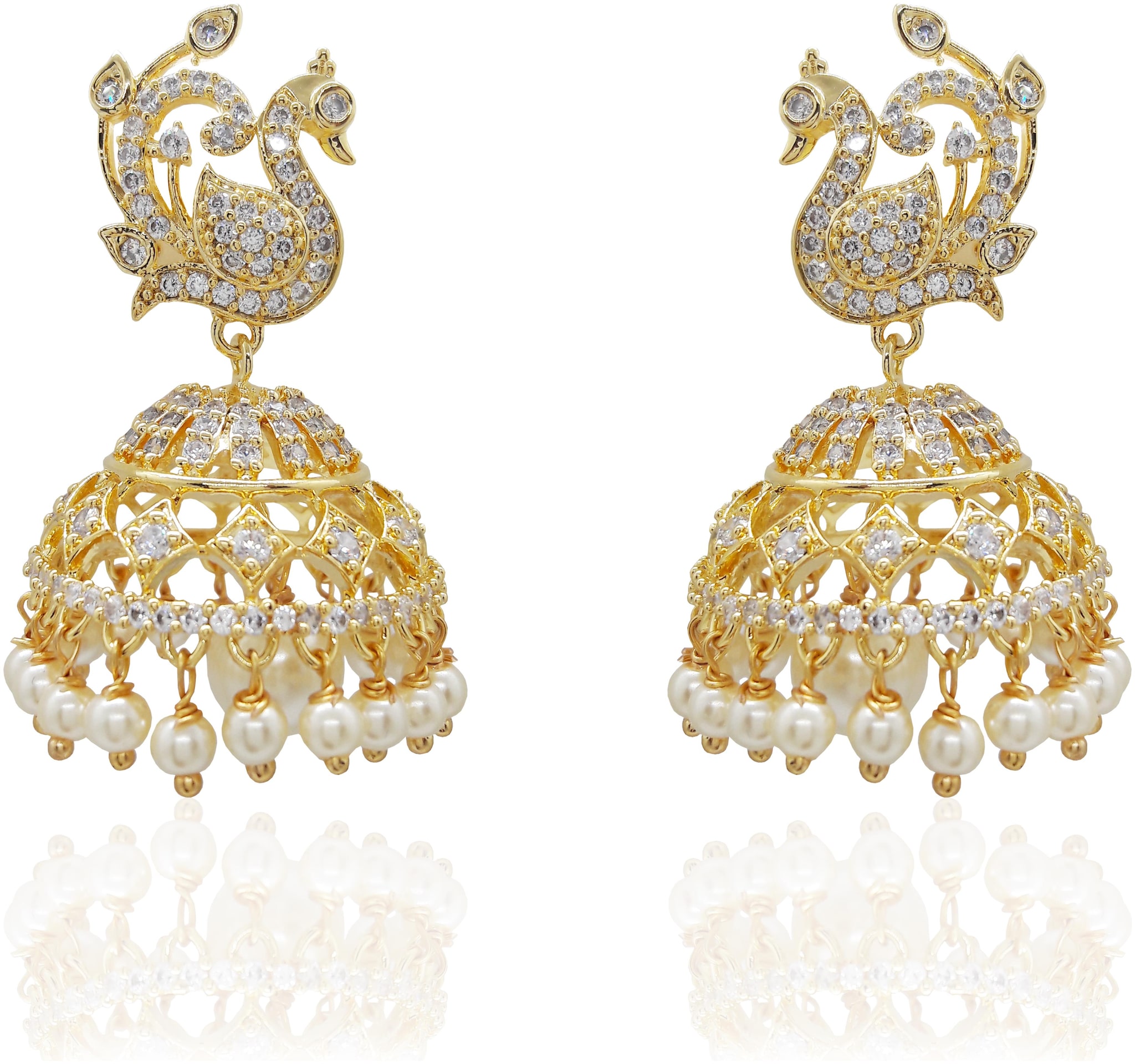

Mukutmoni Latest Design Gold Plated Traditional Peacock Jhumka For Women