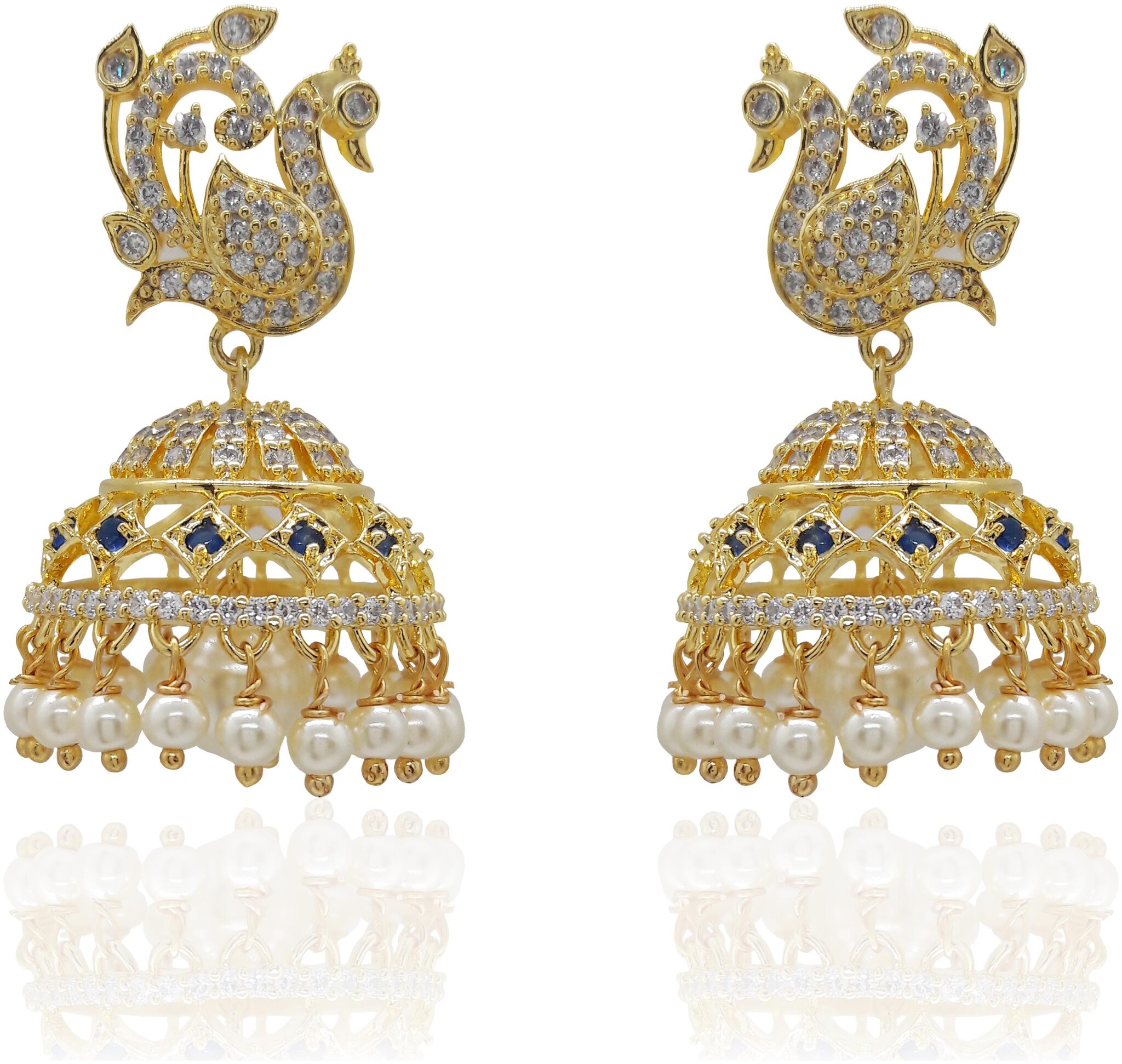 

Mukutmoni Latest Design Gold Plated Traditional Peacock Jhumka For Women