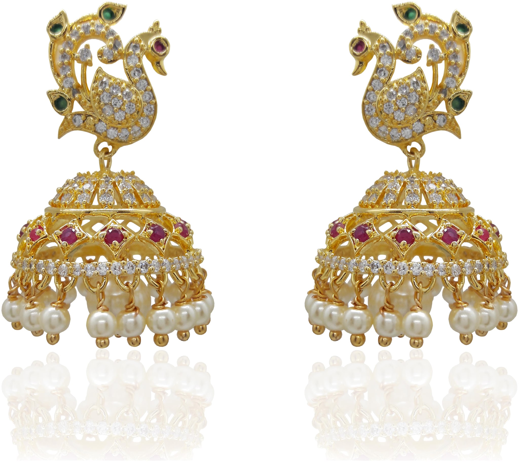 

Mukutmoni Latest Design Gold Plated Traditional Peacock Jhumka For Women