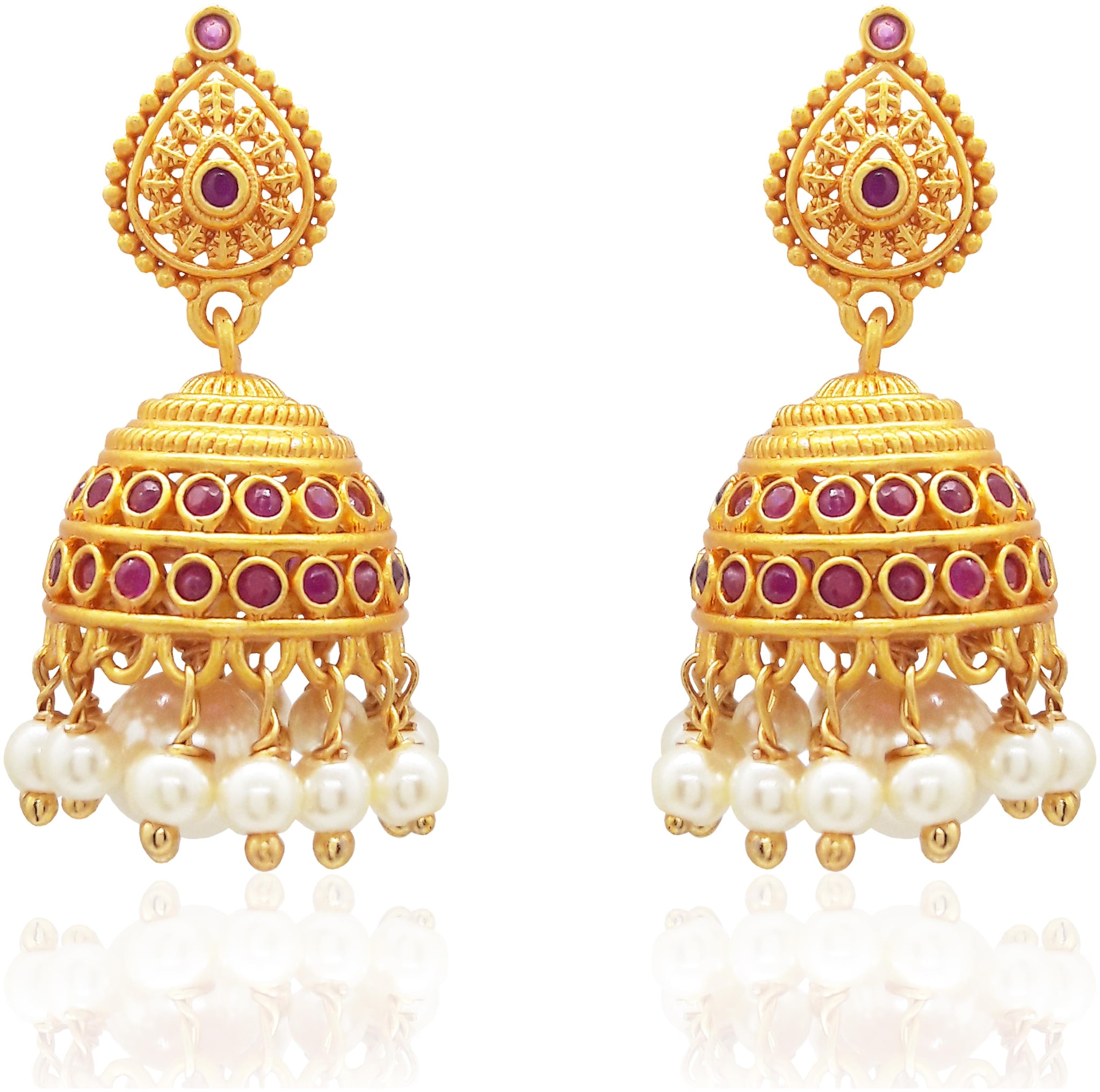 

Mukutmoni Matte Fancy Party Wear AD Pearl Jhumka For Girls And Women