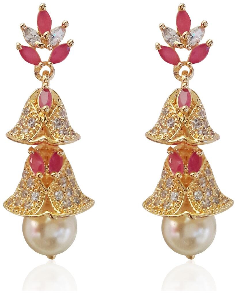 

Mukutmoni Stylish Fancy Gold Plated Pearls Jhumka Earrings For Girls And Women