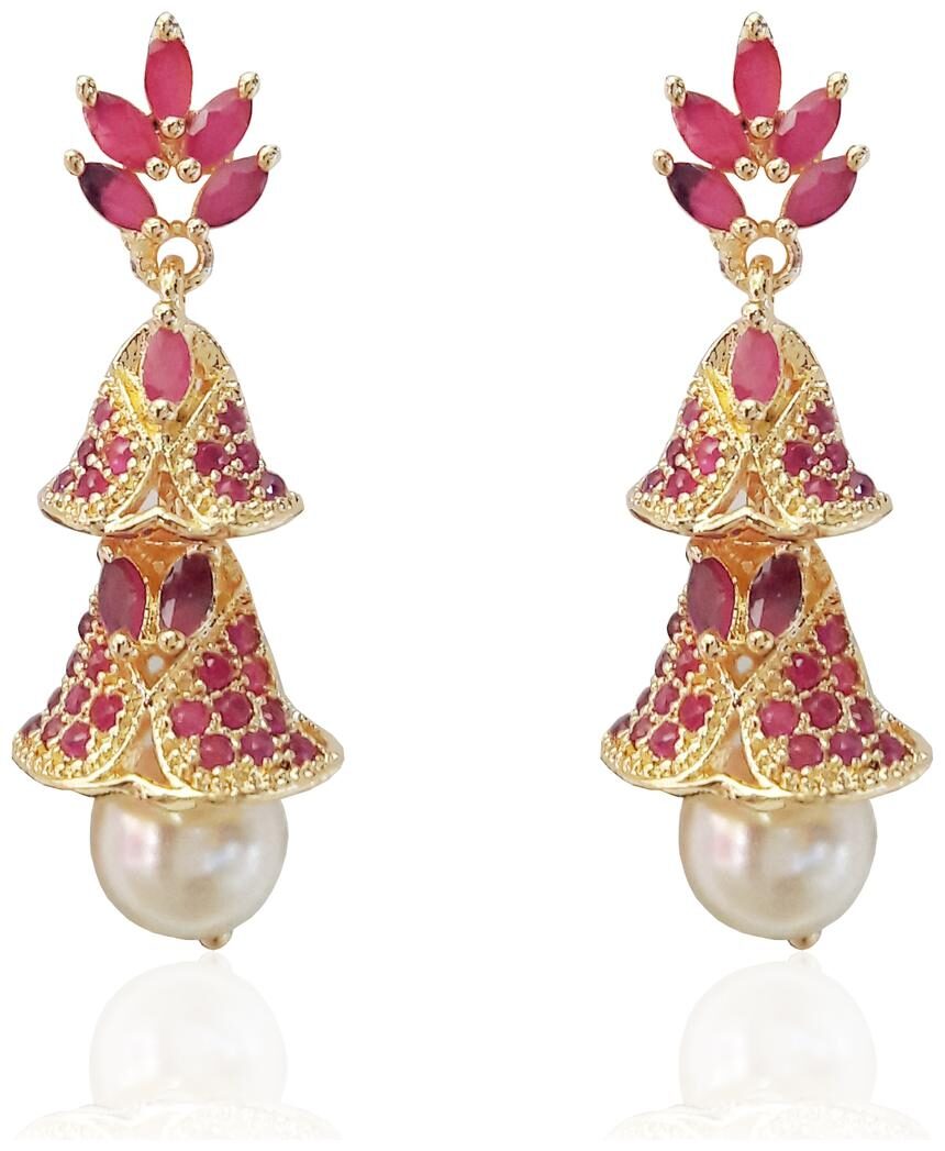 

Mukutmoni Stylish Fancy Gold Plated Pearls Jhumka Earrings For Girls And Women