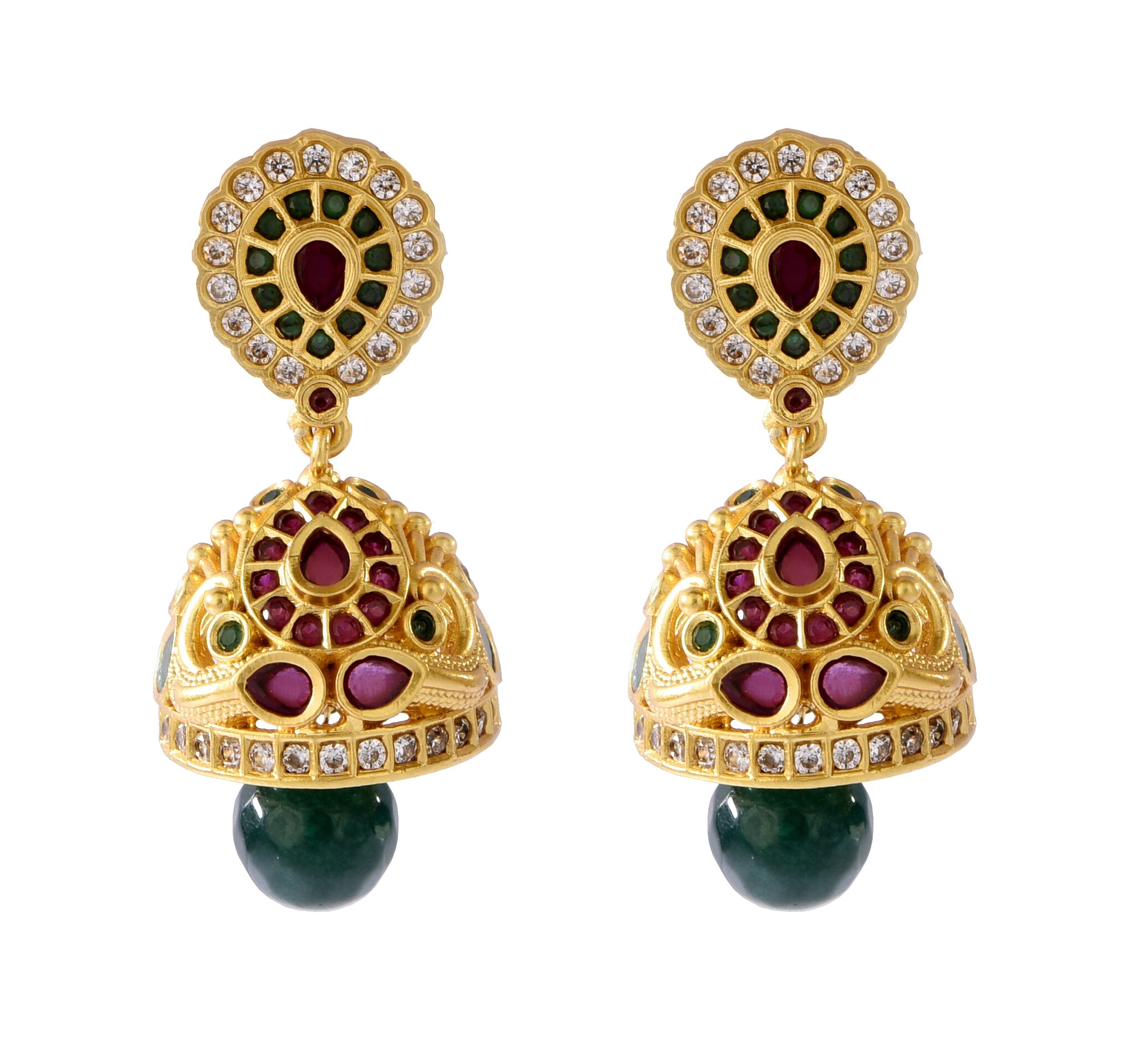 

Mukutmoni Traditional Matte Stylish Multi Colour AD Jhumka Earrings For Girls And Women