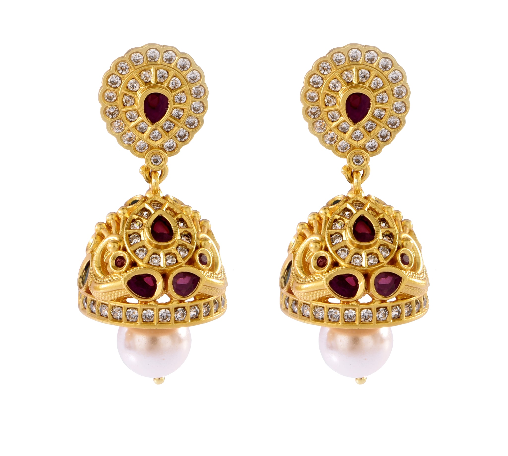 

Mukutmoni Traditional Matte Stylish Multi Colour AD Jhumka Earrings For Girls And Women