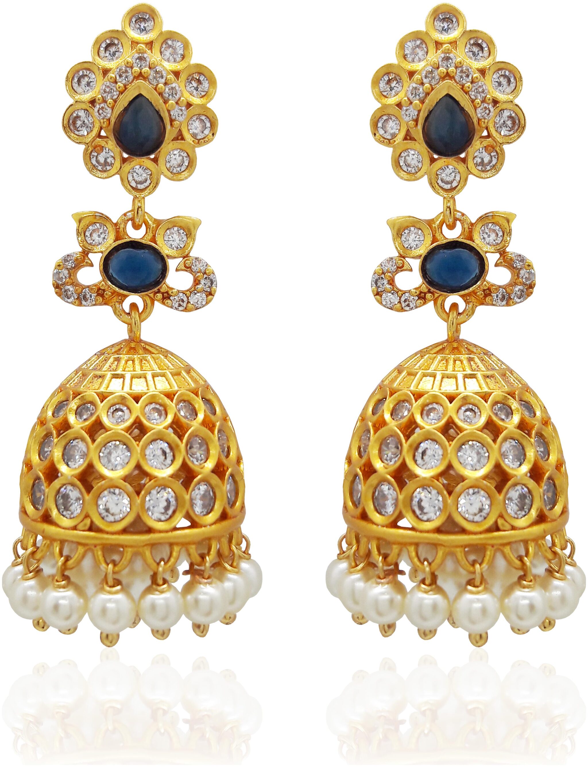 

Mukutmoni Traditional Matte Stylish AD Jhumka Earrings For Girls And Women