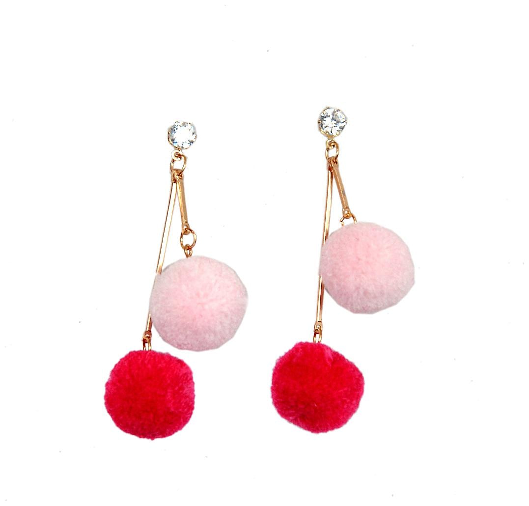 

Multicolor Pom-Pom Goldplated Dangler Stud Earring for Women Girls