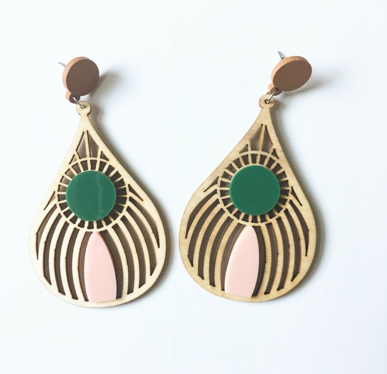 

Multicolor Wood dangle earrings Fashion Ethnic Jewelry Abstract Statement
