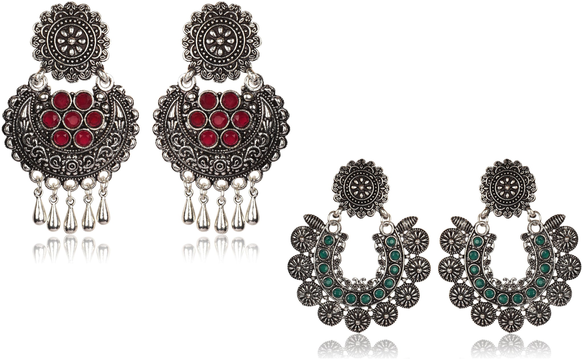 

myGaonwala Antique Chandbali Stone Earrings