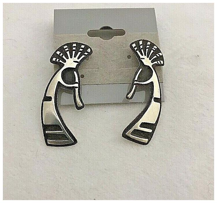 

Navajo Sterling Silver 925 Kokopelli 1 2 x 1 1 2 Earrings Signed SG
