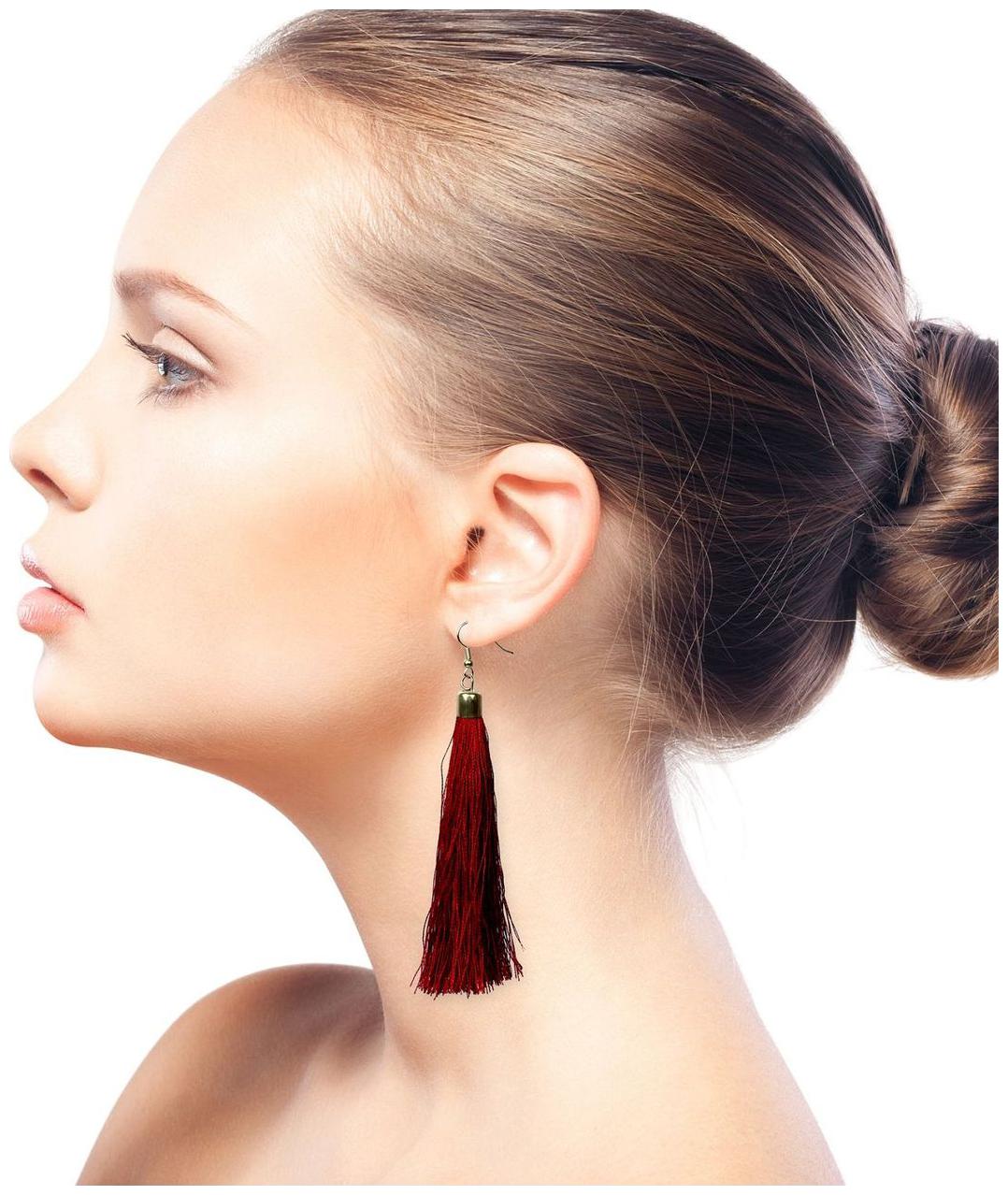 

Nawab Boho Gypsy Tassel Earring for girls and women - MAROON