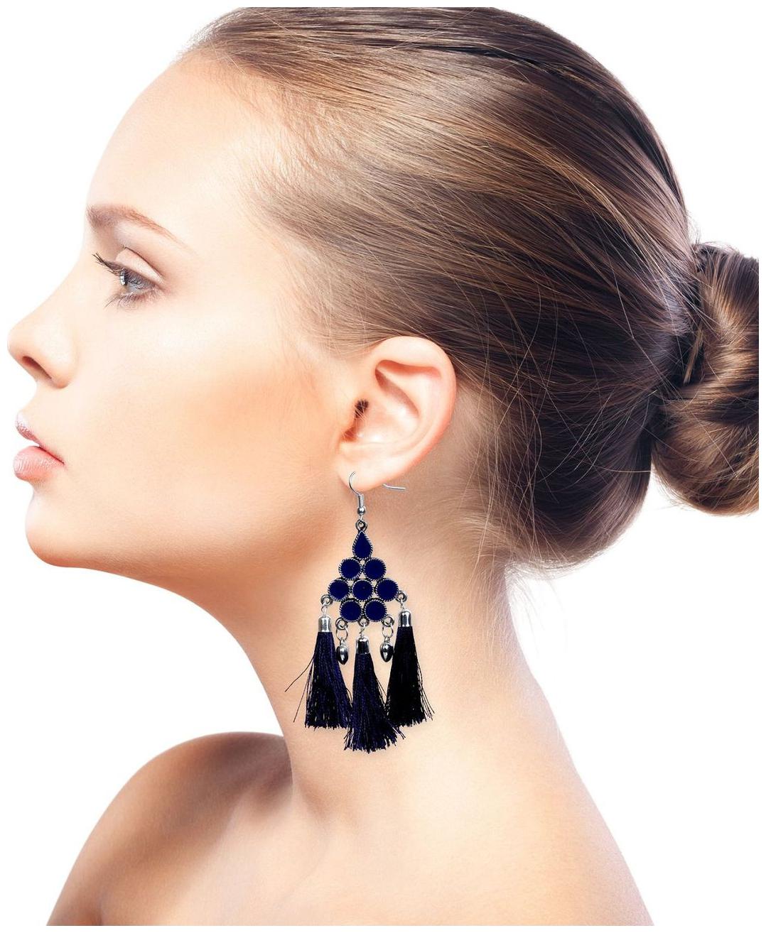 

Nawab Boho Gypsy Meena Tassel Earring for girls and women - DARK BLUE