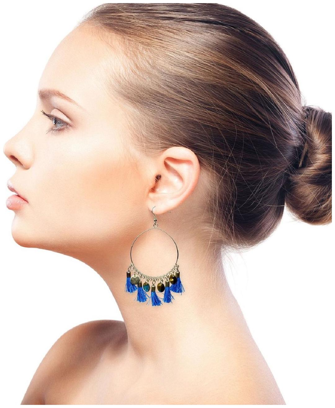 

Nawab Boho Gypsy Tassel Earring for girls and women - BLUE