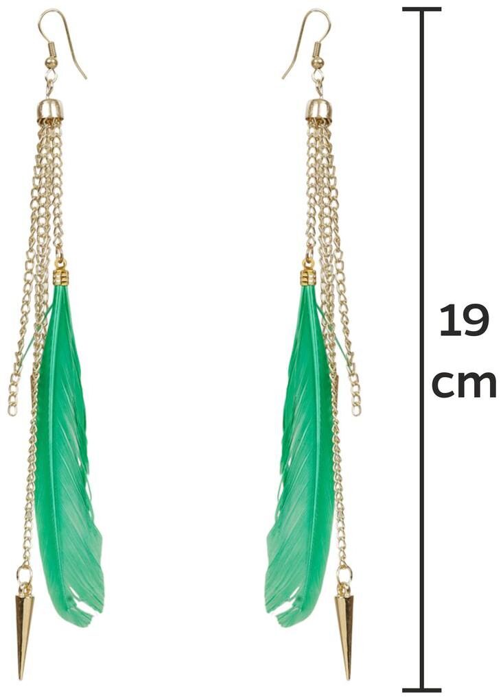 

Glamwars Boho Gypsy Feather Tassel Earring for girls and women - GREEN