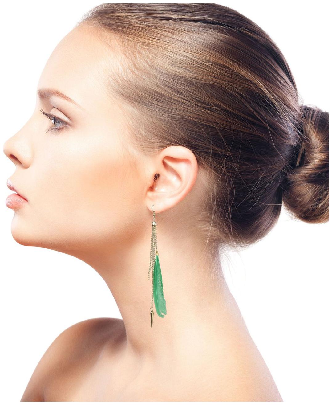 

Glamwars Boho Gypsy FEATHER Tassel Earring for girls and women - GREEN