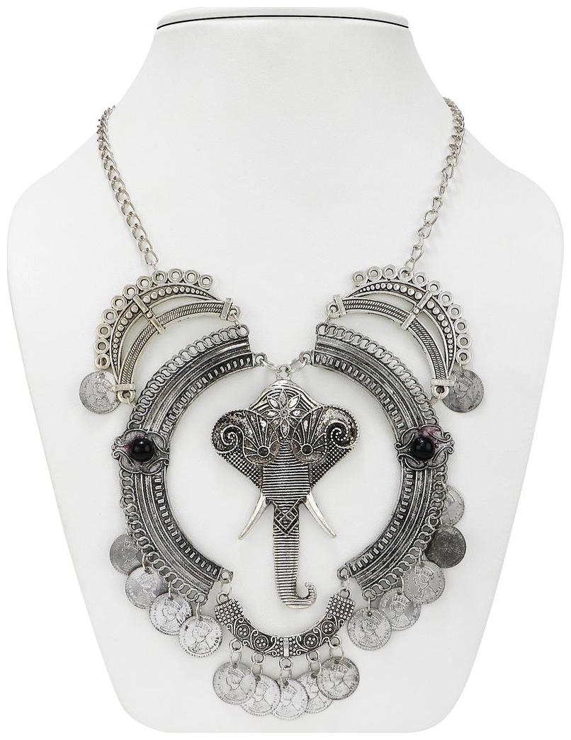 

NAWAB long boho afghani coin antique finish necklace