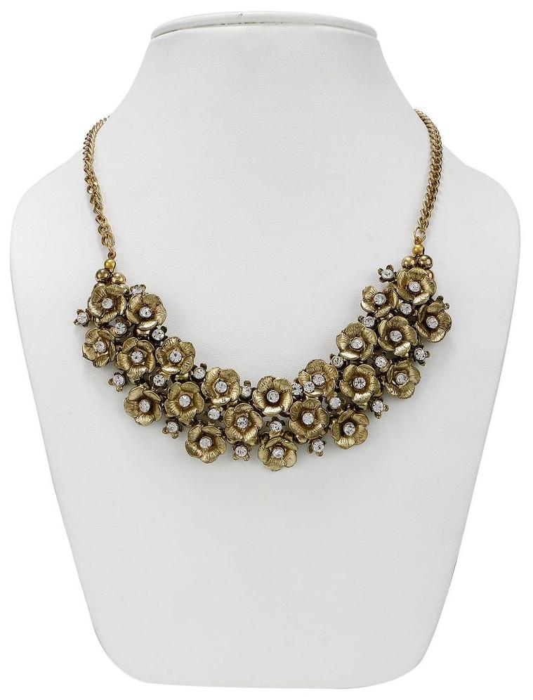 

NAWAB rose cluster designer golden antique finish necklace