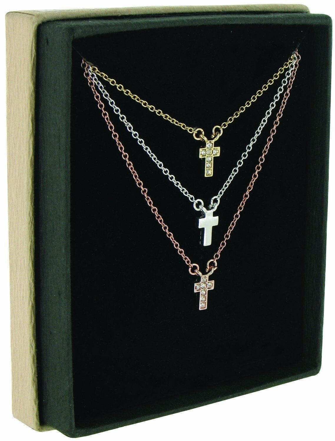 

Necklace with Pendants Triple Cross Christian Silver Gold Rose Gold 16
