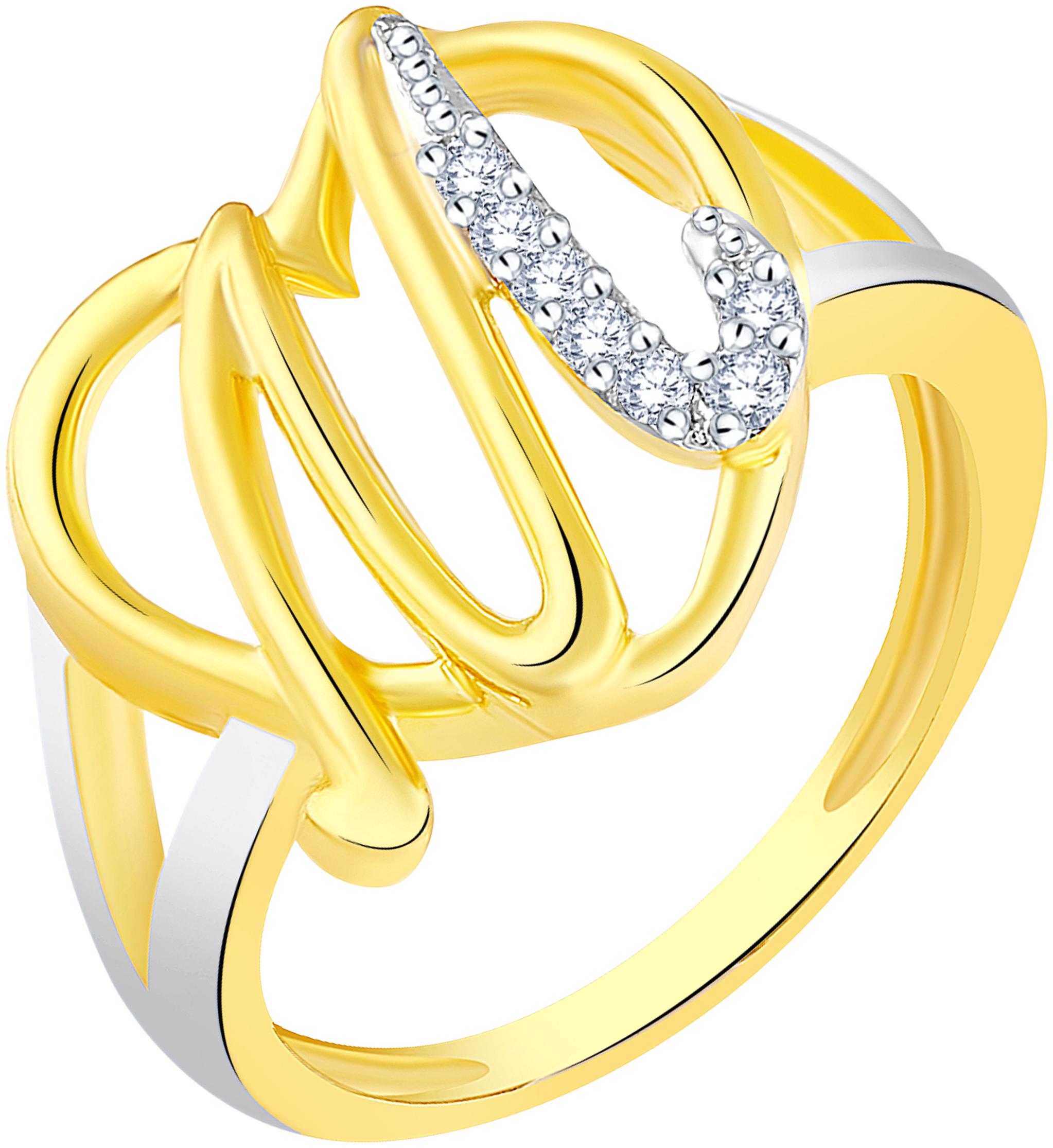 

NETRA CREATION Jewels Stylish Initial Heart M Gold Plated Brass Cubic Zirconia Alphabet Ring for Women Girls NAFR218G