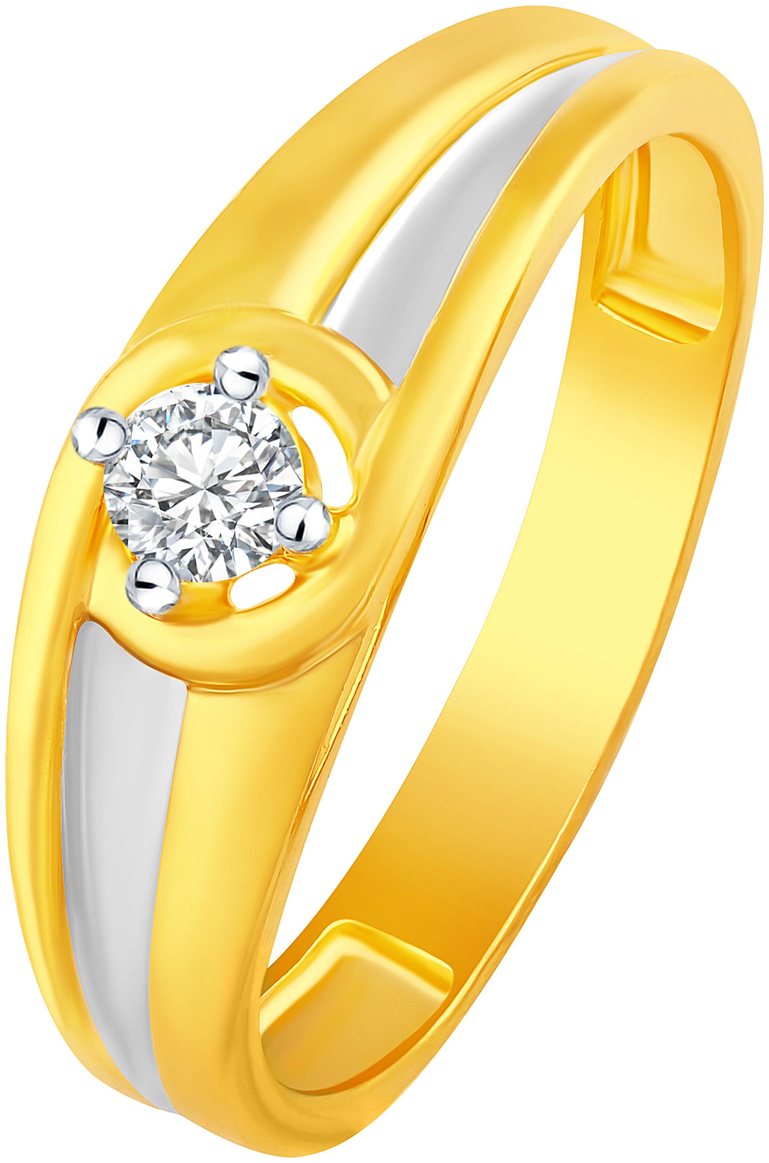 

NETRA CREATION Two Tone Single Solitaire Gold Plated Alloy Barss Cubic Zirconia Finger Ring for Women NFR485G