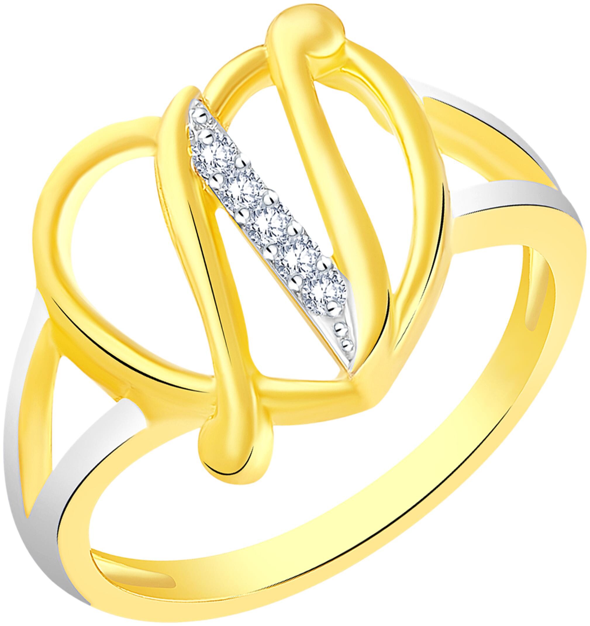 

NETRA CREATION Jewels Stylish Initial Heart N Gold Plated Brass Cubic Zirconia Alphabet Ring for Women Girls NAFR219G