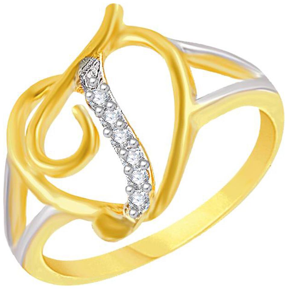

NETRA CREATION Jewels Intial T Heart Gold Plated Brass Cubic Zirconia Finger Ring for Women Girls NAFR202G