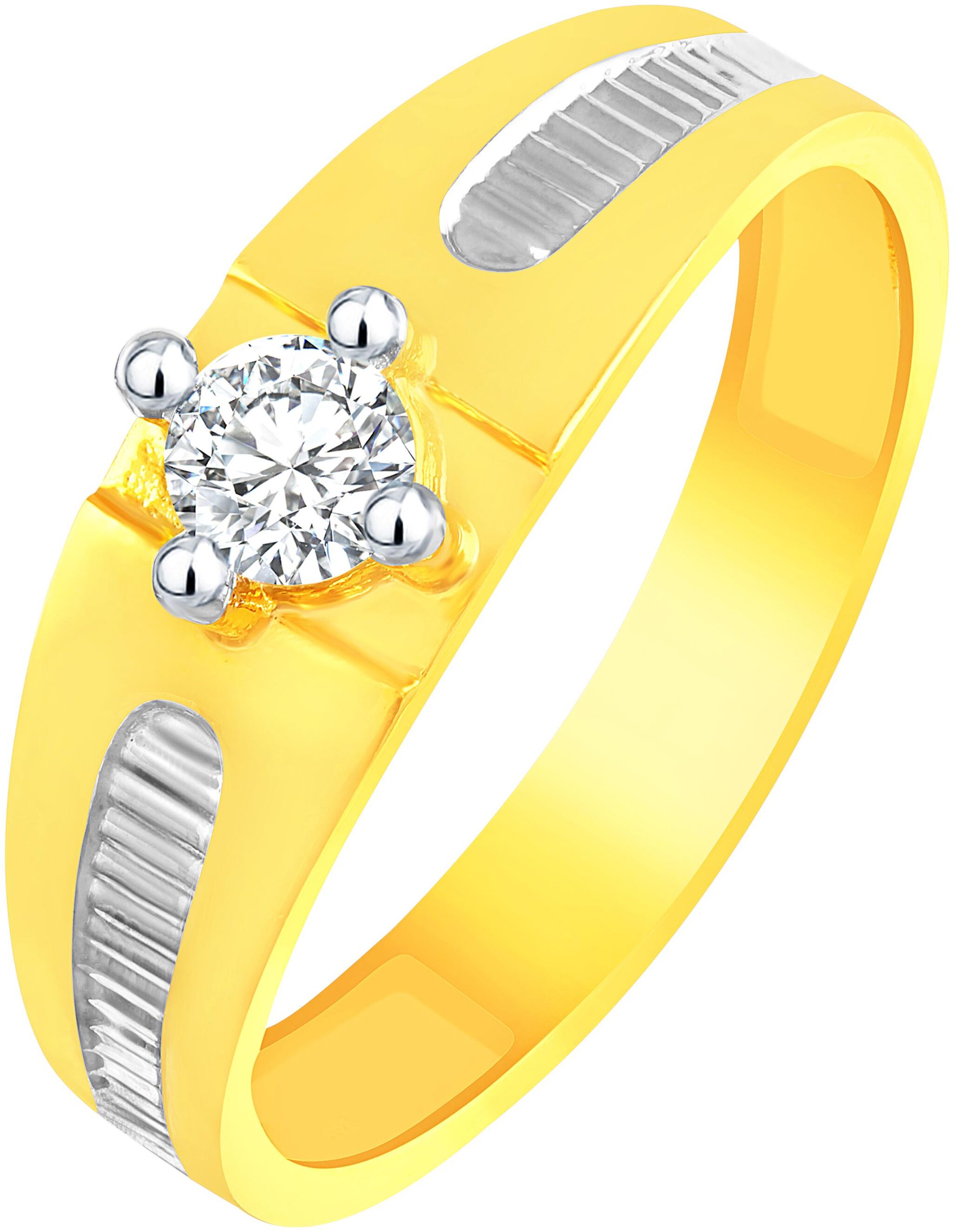 

NETRA CREATION Two Tone Single Solitaire Gold Plated Alloy Barss Cubic Zirconia Finger Ring for Women NFR455G