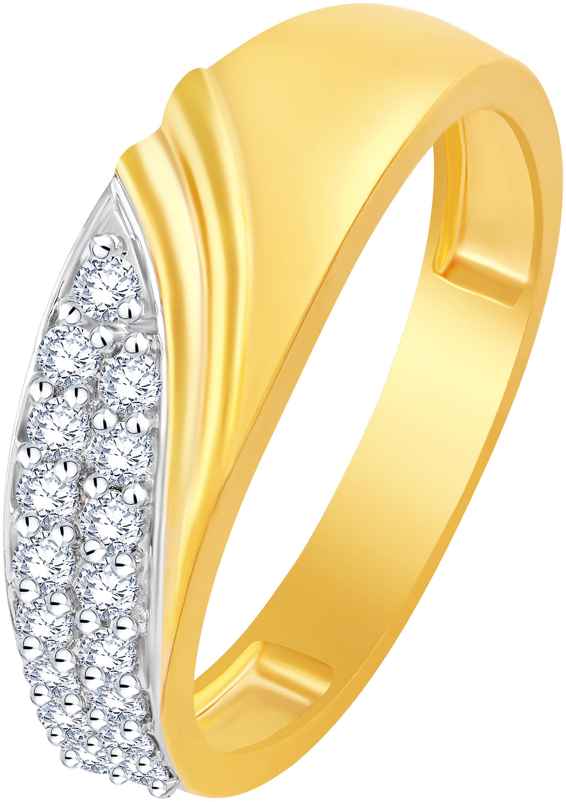 

NETRA CREATION Stylish Band Pattern Gold Plated Alloy Barss Cubic Zirconia Finger Ring for Women NFR444G