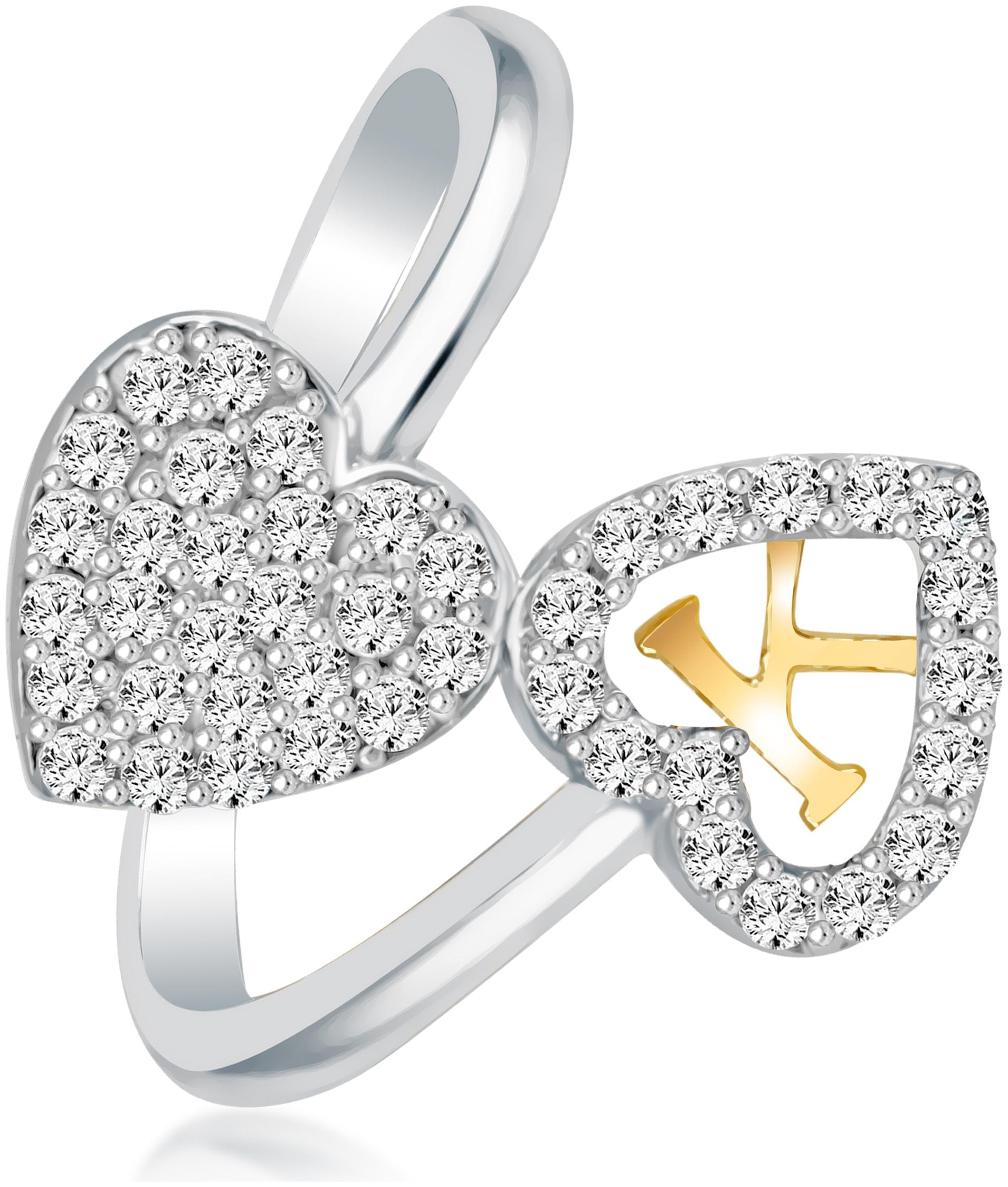 

NETRA CREATION Jewels Heart Diamond Letter K Rodhium Plated Brass Cubic Zirconia Alphabet Ring For Women And Girls NAFR266R