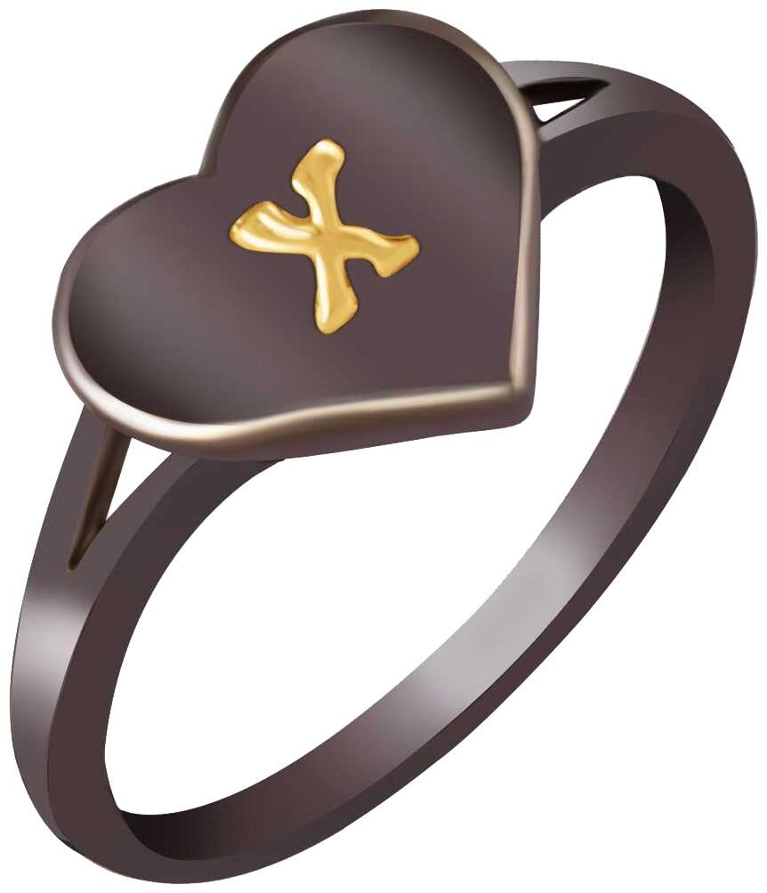 

NETRA CREATION Jewels Stylish Initial Heart X Black Gold Plated Brass Cubic Zirconia Alphabet Ring for Women Girls NAFR253B