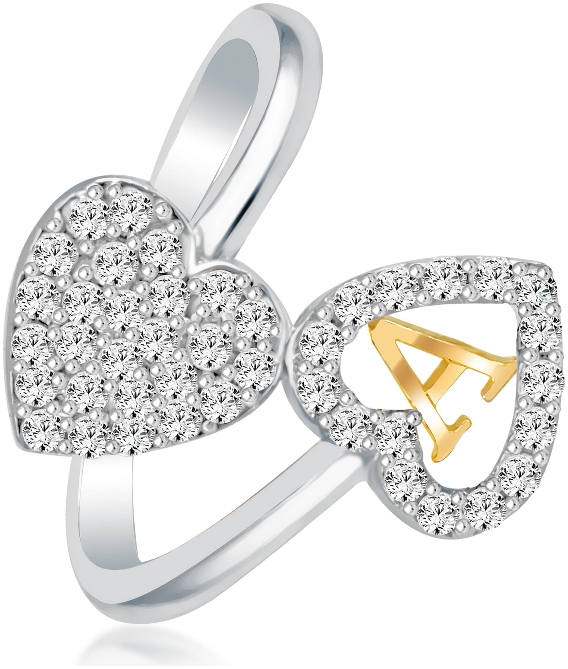 

NETRA CREATION Jewels Heart Diamond Letter A Rodhium Plated Brass Cubic Zirconia Alphabet Ring For Women And Girls NAFR262R
