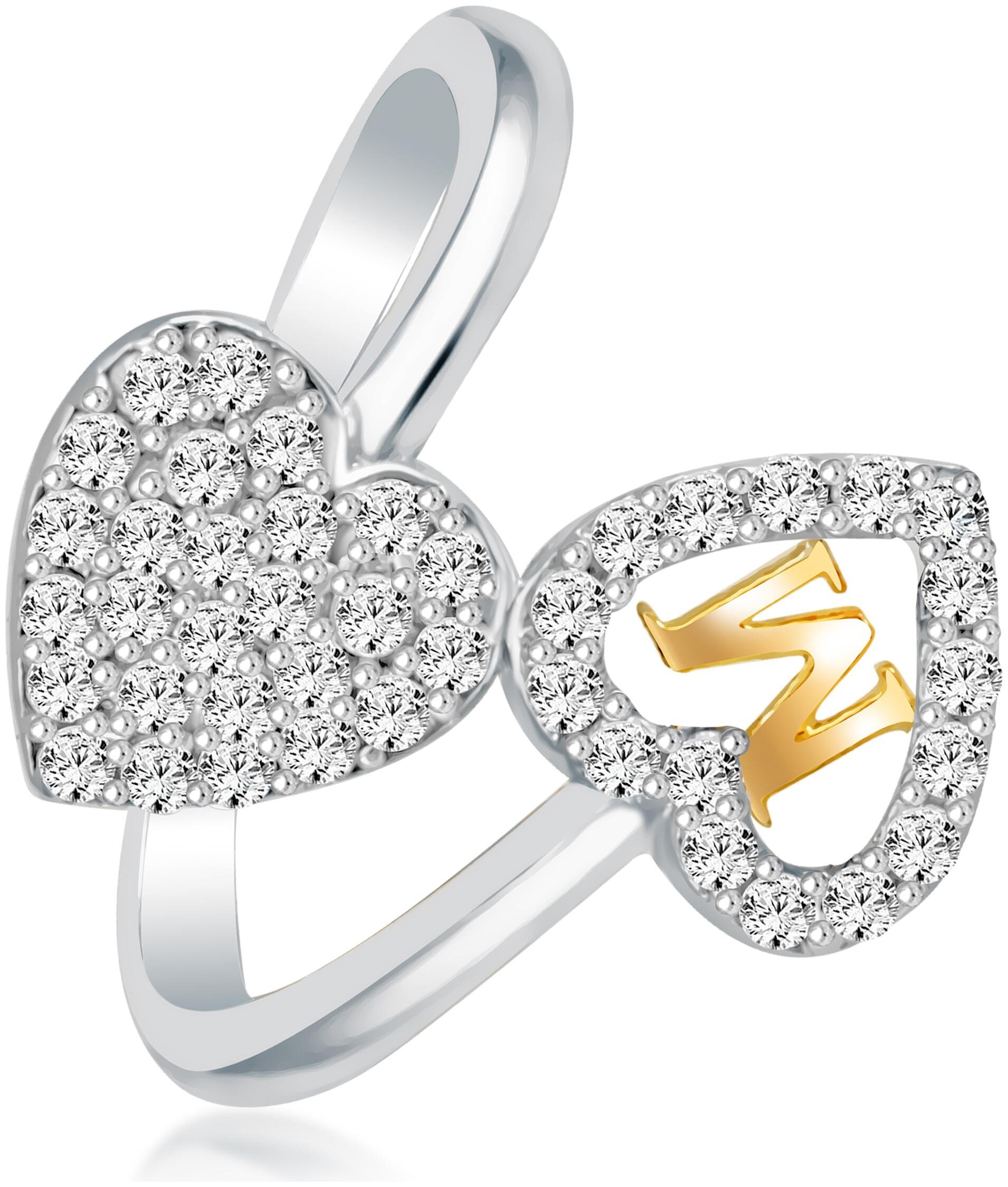

NETRA CREATION Jewels Heart Diamond Letter M Rodhium Plated Brass Cubic Zirconia Alphabet Ring For Women And Girls NAFR267R