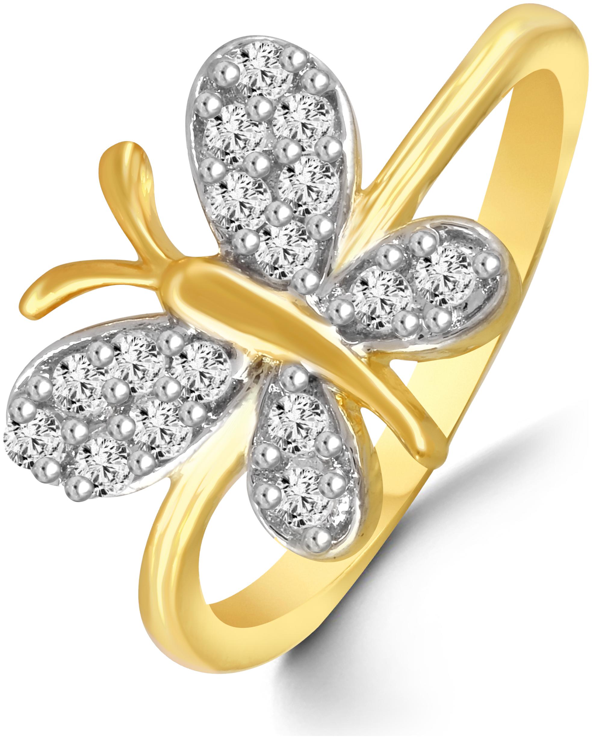 

NETRA CREATION Butterfly Gold Plated alloy Brass Cubic Zirconia Finger Ring for Women NFR516G