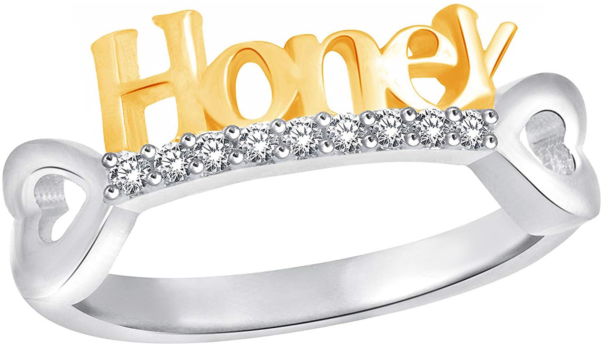 

NETRA CREATION HONEY Rhodium Plated Alloy Brass Cubic Zirconia Finger Ring for Women NFR435R