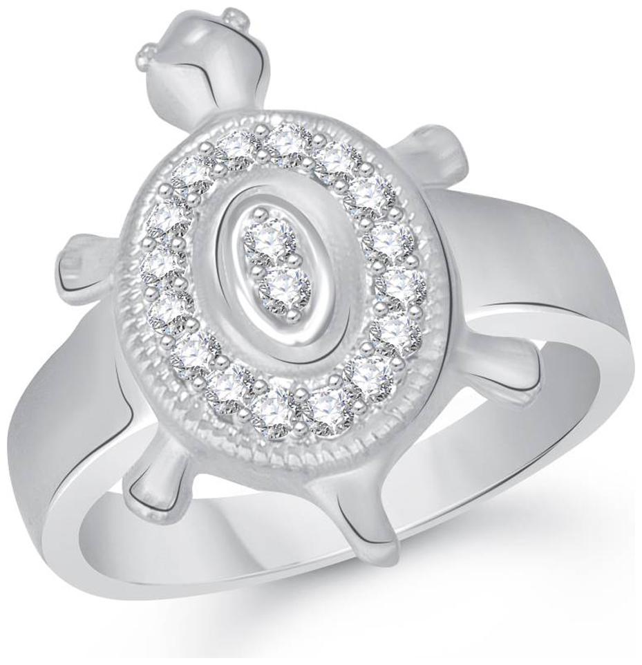 

NETRA CREATION Lucky Tortoise Rhodium Plated Alloy Brass Cubic Zirconia Finger Ring for Women and Men NFR508R
