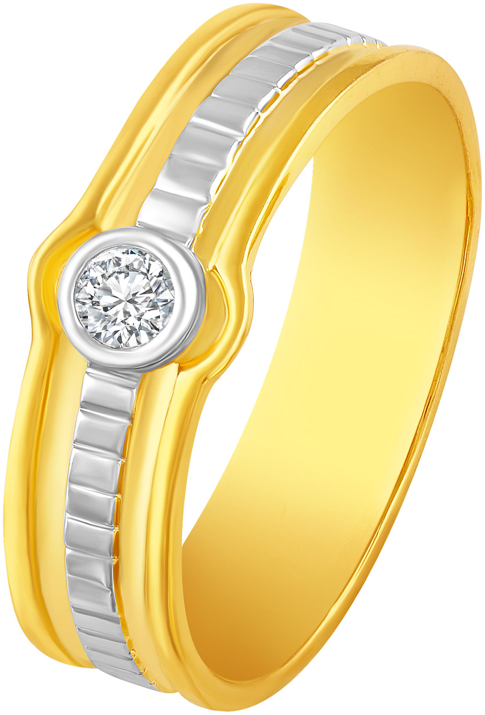 

NETRA CREATION Two Tone Single Solitaire Gold Plated Alloy Barss Cubic Zirconia Finger Ring for Women NFR482G