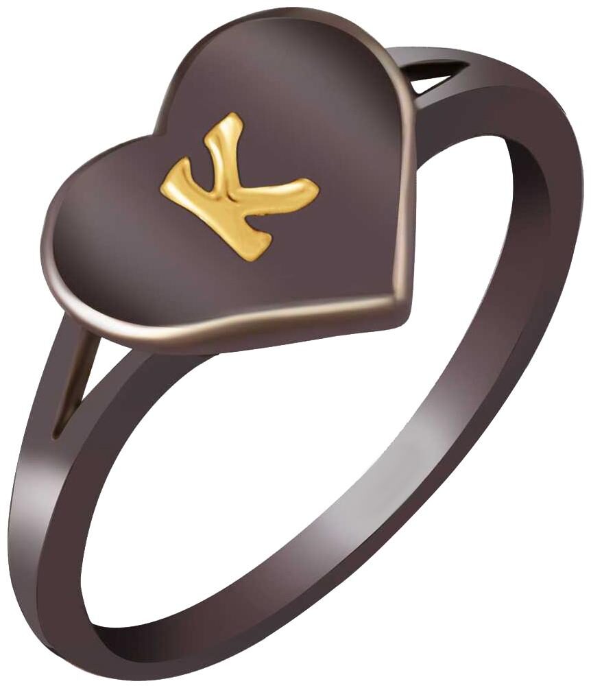

NETRA CREATION Jewels Stylish Initial Heart K Black Gold Plated Brass Cubic Zirconia Alphabet Ring for Women Girls NAFR241B