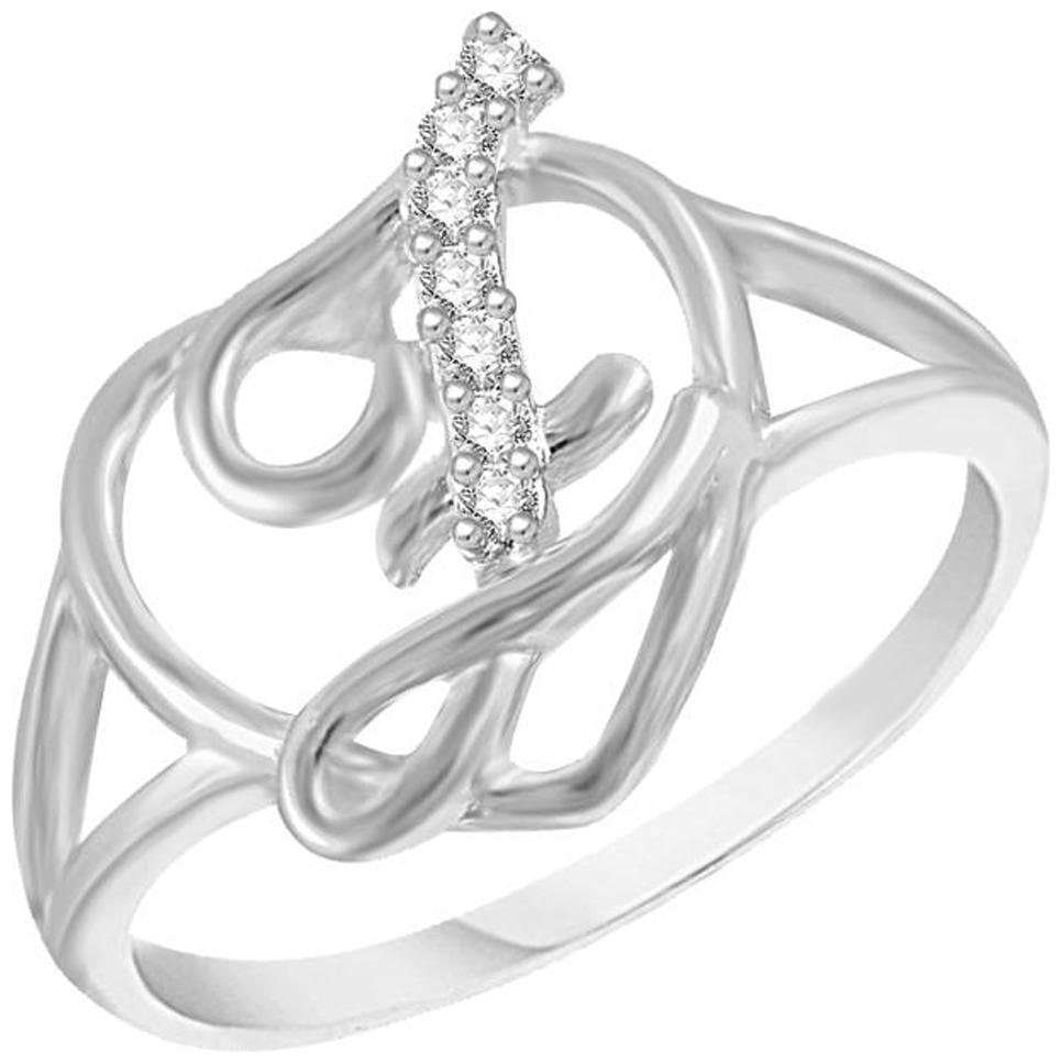 

NETRA CREATION Jewels Intial F Heart Rhodium Plated Brass Cubic Zirconia Finger Ring for Women Girls NAFR196R